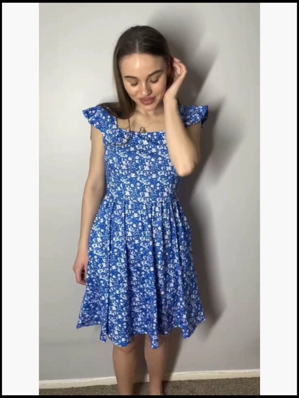 Polyester Spandex Summer Casual Sundress with Pockets Floral Print - Picture 7 of 7